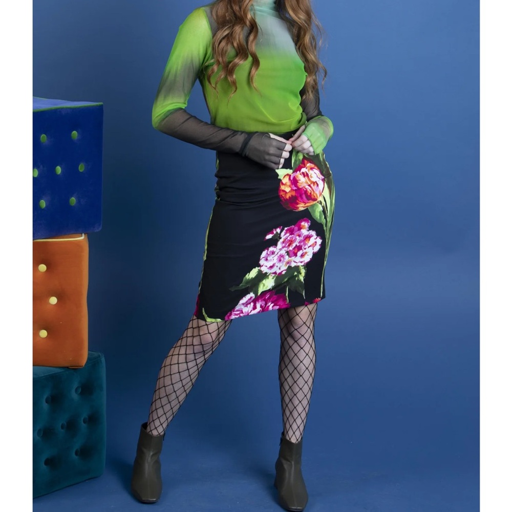 Petit Pois by Viviana G "Vogue Bloom" Mesh Pencil Skirt - NWOT - Size S